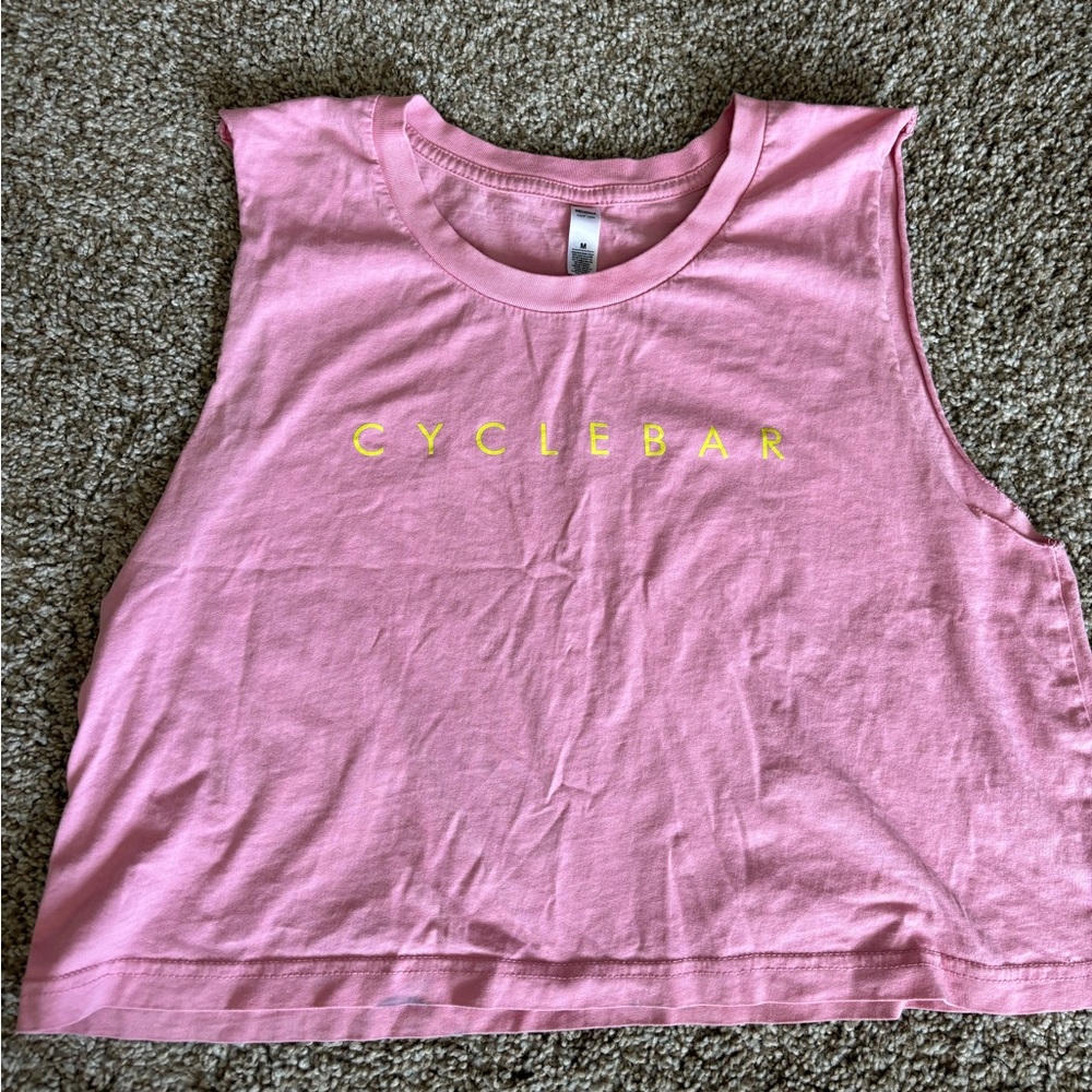 Cyclebar Ascolour Cropped Muscle Tank Pink & Yellow Size M